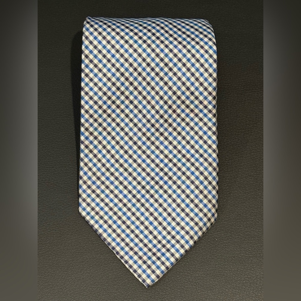 Blue and White Checkered Men's Tie